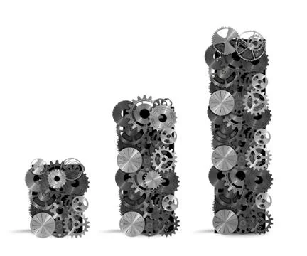 Statistical analysis with mechanical systems. 3d rendering Stock Illustration