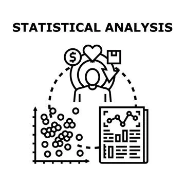 Statistical analysis process for business data insights Stock Illustration