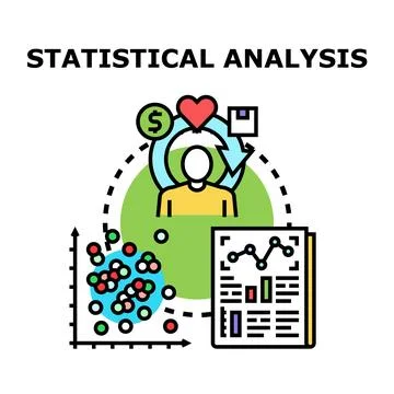 Statistical analysis process for business data insights Stock Illustration