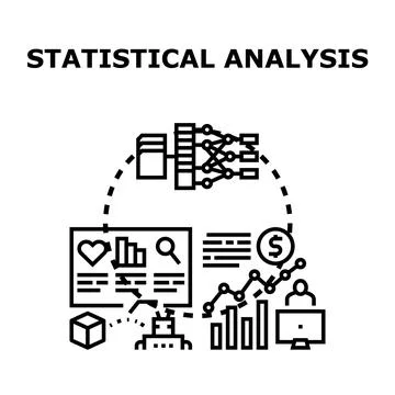 Statistical analysis processing data and information technology Illustrazione stock