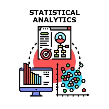 Statistical analytics collecting and visualizing business information Stock Illustration