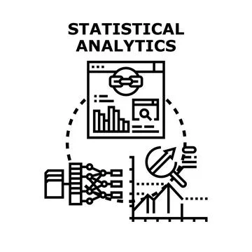 Statistical analytics concept illustrating data analysis and research Stock Illustration