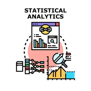 Statistical analytics concept illustrating data analysis and research Stock Illustration