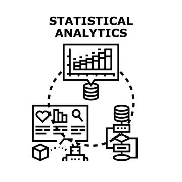 Statistical analytics processing data for business insights Stock Illustration