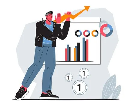 Statistical and Data analysis, stock trading and investments with business ma イラスト素材