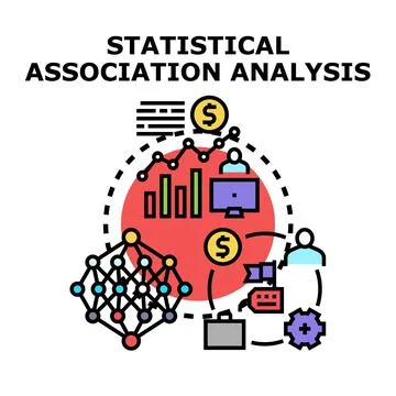 Statistical association analysis evaluating data science business metrics Illustrazione stock