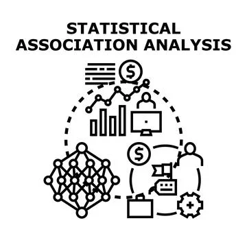 Statistical association analysis evaluating data science business metrics Stock Illustration