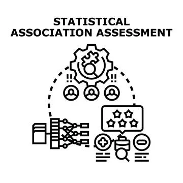 Statistical association assessment analyzing data relationships Stock Illustration