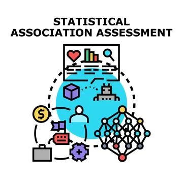 Statistical association assessment analyzing data relationships concept 库存插图