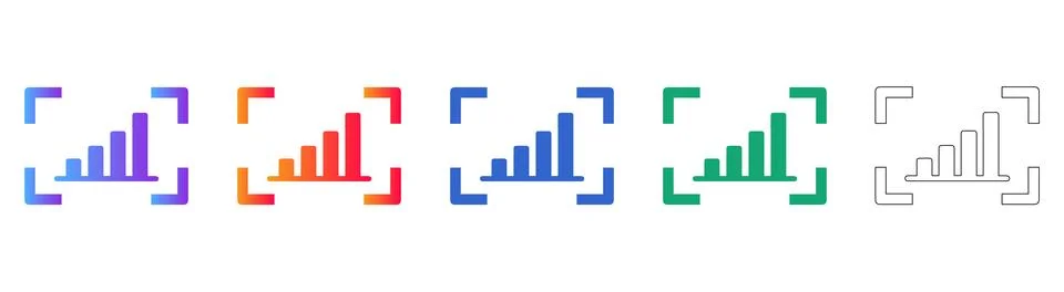 Statistical Bar Chart Focus Frame Icons Stock Illustration