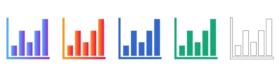 Statistical Bar Chart Set Stock Illustration