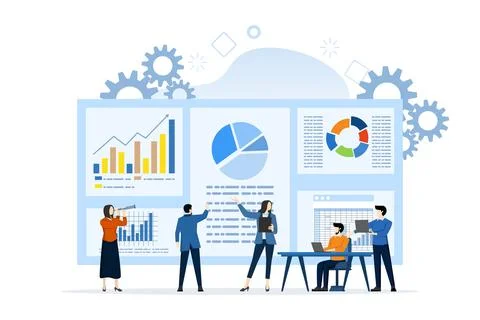 Statistical chart analysis concept and big data. business vector illustration. Stock Illustration