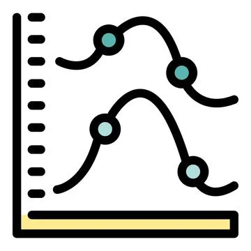 Statistical chart showing decreasing and increasing trends with data points Stock Illustration