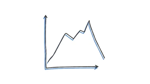 Statistical chart symbol drawn by hand with a pencil in one line. Outline icon. Stock Footage 156735068