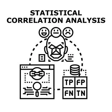 Statistical correlation analysis analyzing human emotions and data Stock Illustration