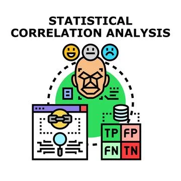 Statistical correlation analysis analyzing human emotions and data Stock Illustration