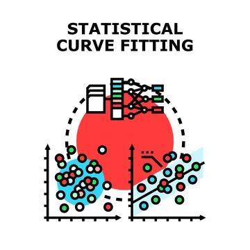 Statistical curve fitting connecting data analysis algorithms Stock Illustration