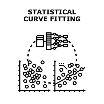 Statistical curve fitting connecting data analysis algorithms Stock Illustration