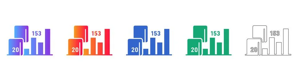 Statistical Data Bar Chart Icon Set Stockillustratie