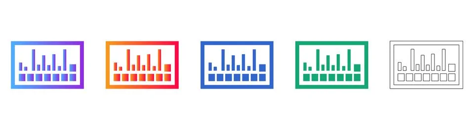 Statistical Data Bar Icon Set Stock Illustration