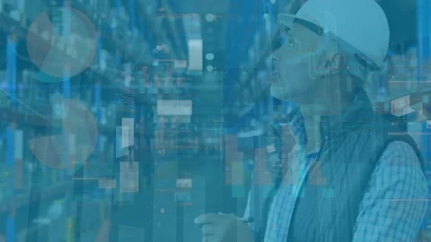 Statistical data being processed by a caucasian male supervisor checking stock Stock Footage 330776258