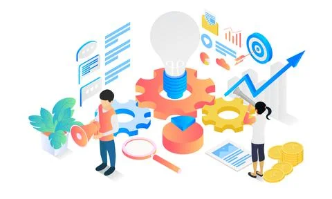 Statistical data gear business ideas Stock Illustration