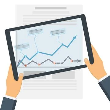Statistical data presented in the form of digital graphs and charts on the Stock Illustration