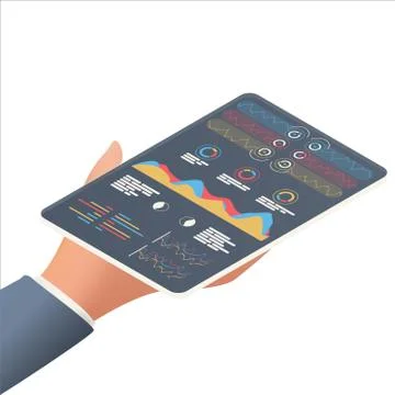 Statistical data presented in the form of digital graphs and charts on the Stock Illustration