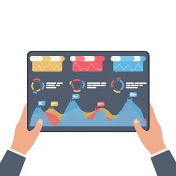 Statistical data presented in the form of digital graphs and charts on the Stock Illustration