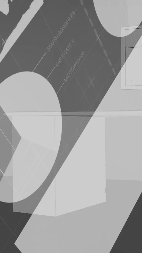 Statistical data processing against 3d office desk design on grey background Stock Footage 331643125