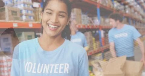 Statistical data processing against african american female volunteer holding a Stock Illustration