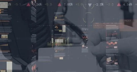 Statistical data processing against close up of person making payment using イラスト素材