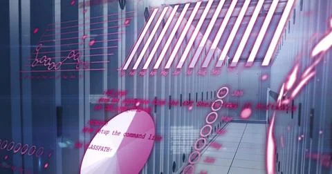 Statistical data processing against computer server room Stock Photos