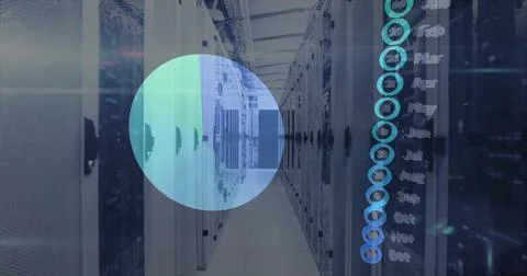 Statistical data processing against computer server room Stock Photos