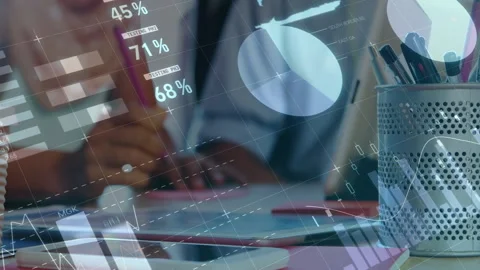 Statistical data processing against mid section of woman taking notes Stock Footage 139808427