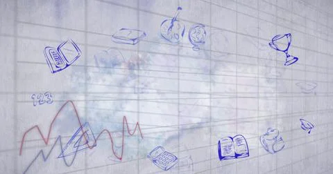 Statistical data processing against school concept icons 스톡 사진