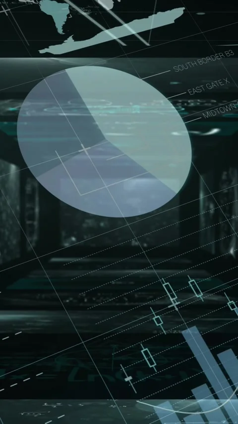 Statistical data processing against screens with mathematical equations on green Video stock 343779049