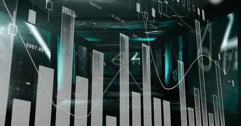 Statistical data processing against screens with mathematical equations against Illustrazione stock