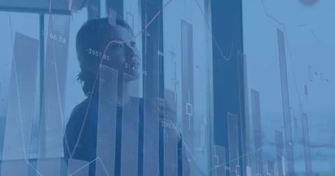 Statistical data processing and lines statistical data processing over fina.. Foto stock