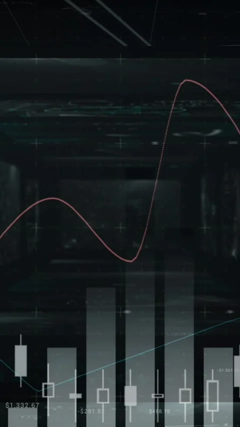 Statistical data processing and multiple screens with mathematical equations on Stock Footage 323340492