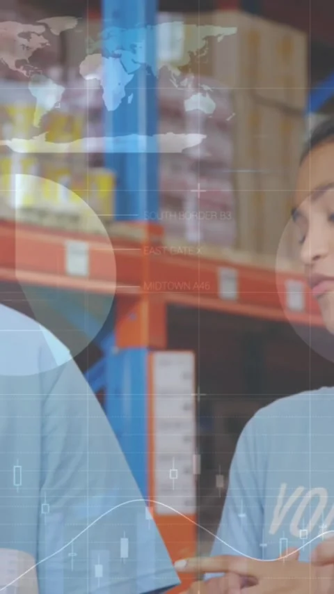 Statistical data processing over diverse male and female volunteers checking Stock Footage 342599936
