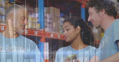 Statistical data processing over diverse male and female volunteers checking Stock Photos