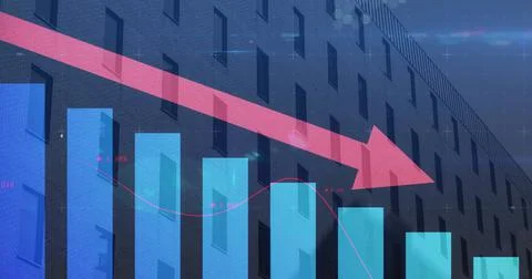 Statistical data processing over grid network against tall buildings in Ilustración de archivo