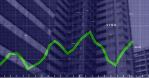 Statistical data processing over grid network against tall buildings in Ilustración de archivo