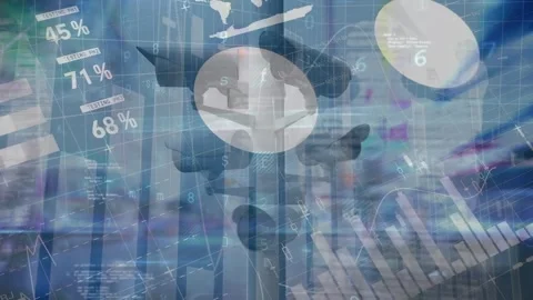 Statistical data processing over surveillance cameras against clouds in the blue Stock Footage 328144904