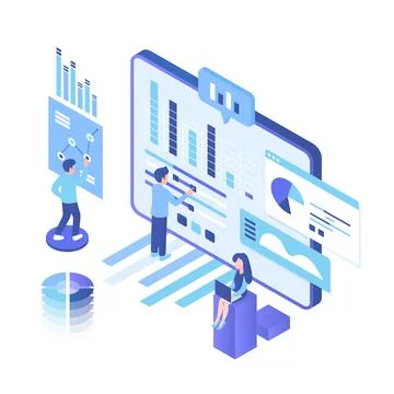 Statistical data research and processing analysis Stock Illustration