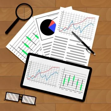 Statistical data on table Stock Illustration