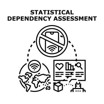 Statistical dependency assessment evaluating digital connection impact Stock Illustration