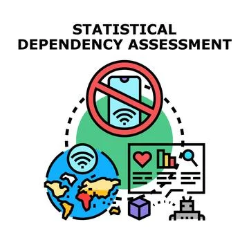 Statistical dependency assessment evaluating digital connection impact Stock Illustration