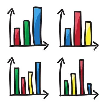 Statistical diagrams coordinate system bars doodle graphics infographic vecto Stock Illustration
